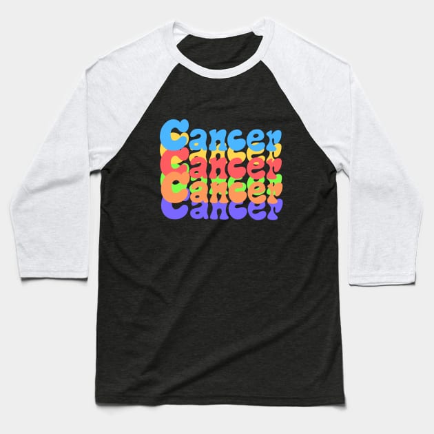 Rainbow Popart Cancer Baseball T-Shirt by Scarlett Blue